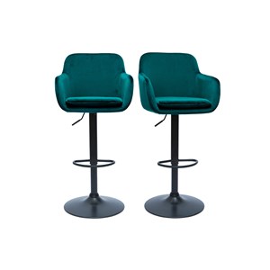 Tabourets de bar réglables en tissu velours bleu pétrole (lot de 2) amika