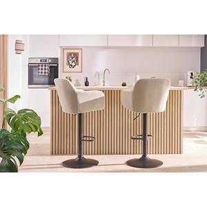 Tabourets de bar réglables en tissu velours bleu pétrole (lot de 2) amika