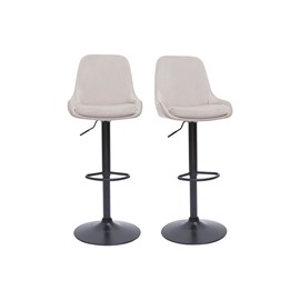 Tabourets de bar réglables en tissu velours taupe et métal noir (lot de 2) holo