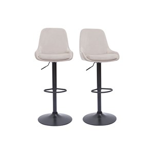 Tabourets de bar réglables en tissu velours taupe et métal noir (lot de 2) holo