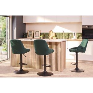 Tabourets de bar réglables en tissu velours taupe et métal noir (lot de 2) holo