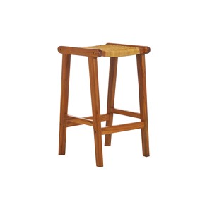 Tabourets de bar en bois teck massif et cannage rotin h65 cm (lot de 2) gawa
