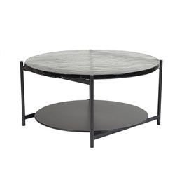 Table basse ronde avec double plateau en verre recyclé d85 cm welle