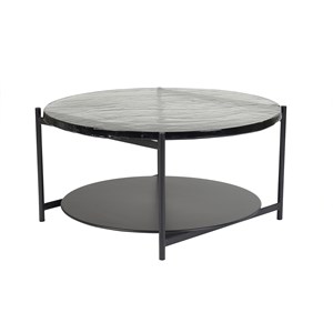 Table basse ronde avec double plateau en verre recyclé d85 cm welle