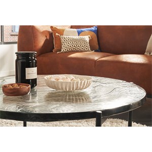 Table basse ronde avec double plateau en verre recyclé d85 cm welle