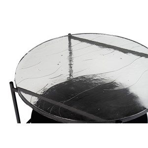 Table basse ronde avec double plateau en verre recyclé d85 cm welle