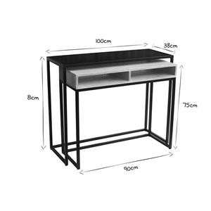 Console bureau d'appoint avec rangements en bois manguier massif l100 cm ypka