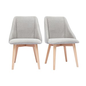Chaises en tissu effet velours texturé gris clair (lot de 2) higgins