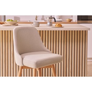 Tabourets de bar pivotants 360° en tissu beige h65 cm (lot de 2) hasta
