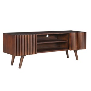 Meuble tv en manguier massif avec portes coulissantes l140 cm alba