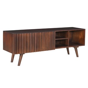 Meuble tv en manguier massif avec portes coulissantes l140 cm alba