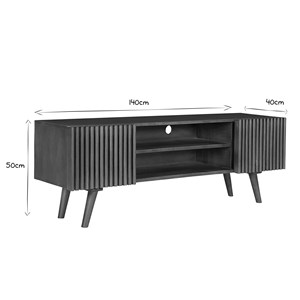 Meuble tv en manguier massif avec portes coulissantes l140 cm alba