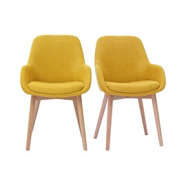 Fauteuils en tissu effet velours jaune moutarde (lot de 2) holo