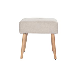 Tabouret bas en tissu effet velours texturé beige h46 cm guesta