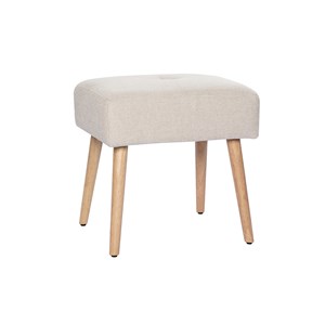 Tabouret bas en tissu effet velours texturé beige h46 cm guesta