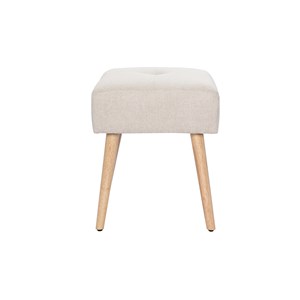 Tabouret bas en tissu effet velours texturé beige h46 cm guesta