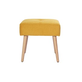 Tabouret bas en tissu effet velours texturé jaune moutarde h46 cm guesta