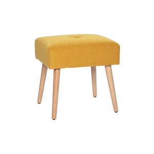 Tabouret bas en tissu effet velours texturé jaune moutarde h46 cm guesta