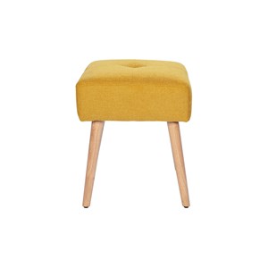 Tabouret bas en tissu effet velours texturé jaune moutarde h46 cm guesta