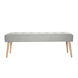 Banc capitonné en tissu effet velours texturé gris clair l130 cm guesta