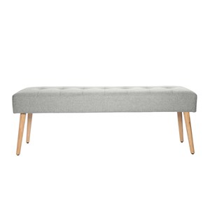 Banc capitonné en tissu effet velours texturé gris clair l130 cm guesta