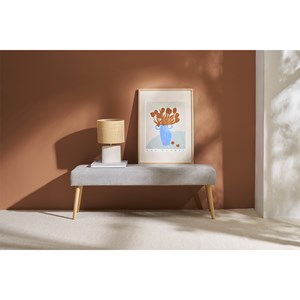 Banc capitonné en tissu effet velours texturé gris clair l130 cm guesta