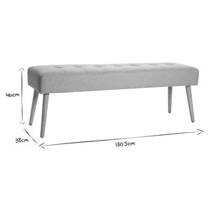 Banc capitonné en tissu effet velours texturé gris clair l130 cm guesta