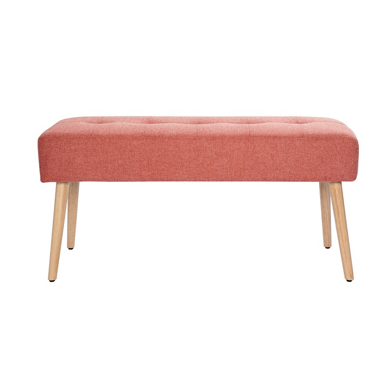 Banc capitonné en tissu effet velours texturé terracotta l96 cm guesta