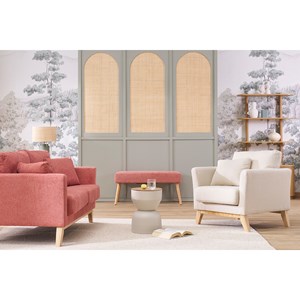 Banc capitonné en tissu effet velours texturé terracotta l96 cm guesta