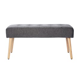 Banc capitonné en tissu effet velours texturé gris foncé l96 cm guesta