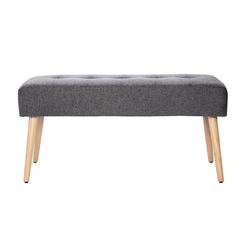 Miliboo - Banc capitonné en tissu effet velours texturé gris foncé l96 cm guesta