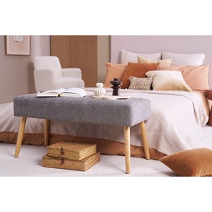 Banc capitonné en tissu effet velours texturé gris foncé l96 cm guesta