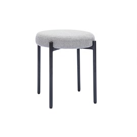 Tabouret bas empilable en tissu effet velours texturé gris clair h41 cm kiko