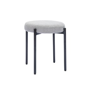 Tabouret bas empilable en tissu effet velours texturé gris clair h41 cm kiko