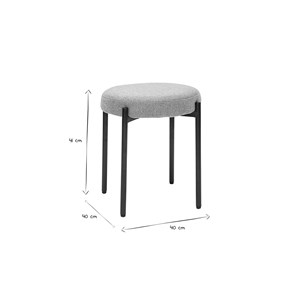 Tabouret bas empilable en tissu effet velours texturé gris clair h41 cm kiko