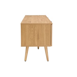 Meuble tv finition bois clair et cannage rotin 2 portes l140 cm manille