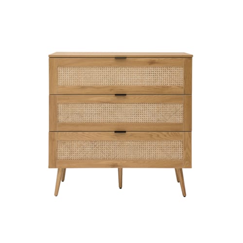 Miliboo - Commode finition bois clair, cannage en rotin 3 tiroirs l100 cm manille