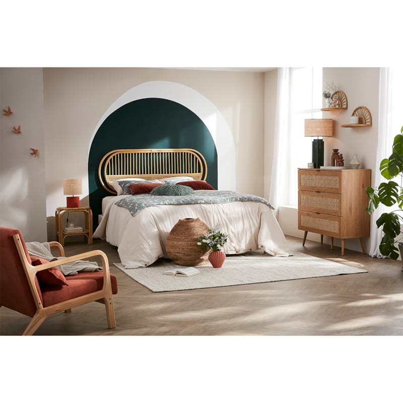 Commode finition bois clair, cannage en rotin 3 tiroirs l100 cm manille (Miliboo) - Image 1