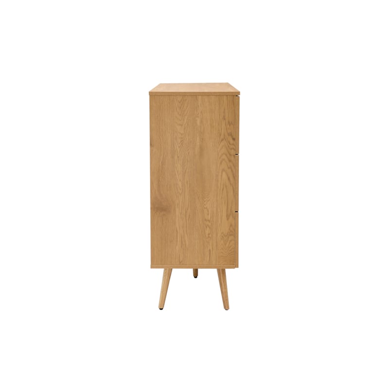 Commode finition bois clair, cannage en rotin 3 tiroirs l100 cm manille (Miliboo) - Image 2