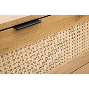 Commode finition bois clair, cannage en rotin 3 tiroirs l100 cm manille