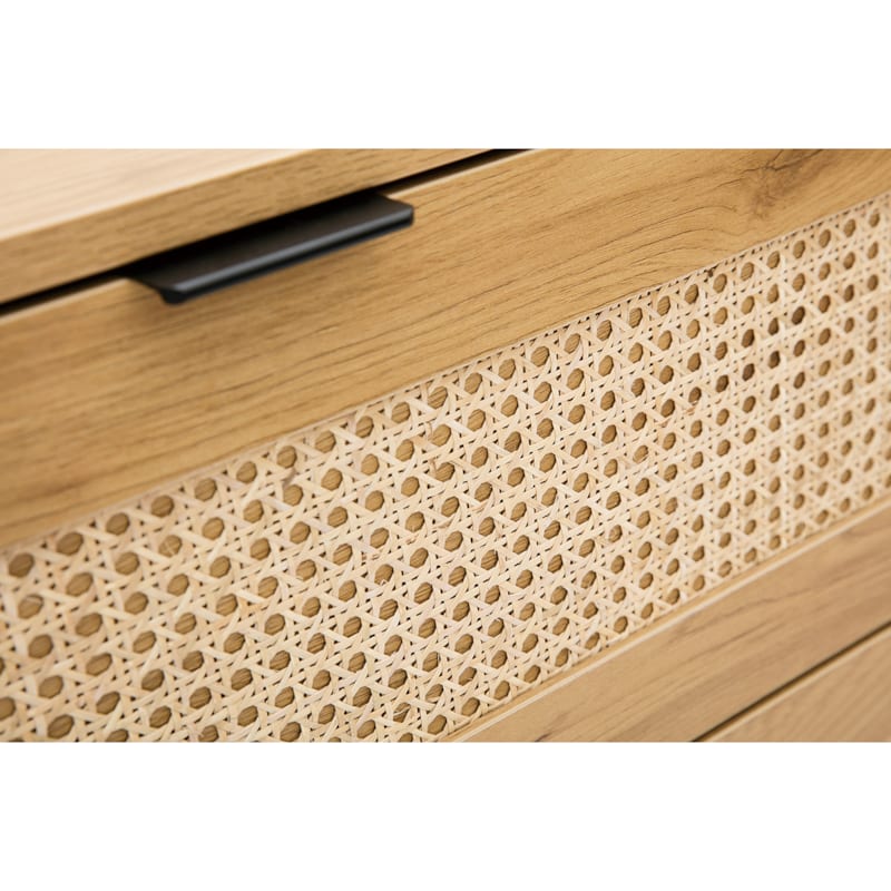 Commode finition bois clair, cannage en rotin 3 tiroirs l100 cm manille (Miliboo) - Image 3