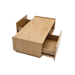 Table basse rectangulaire avec rangements 2 tiroirs finition bois l120 cm madero
