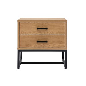 Table de chevet avec rangements 2 tiroirs finition bois clair chêne lovato