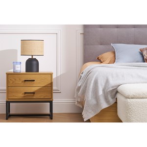 Table de chevet avec rangements 2 tiroirs finition bois clair chêne lovato