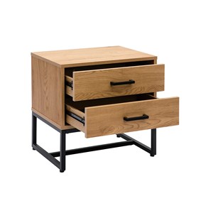 Table de chevet avec rangements 2 tiroirs finition bois clair chêne lovato