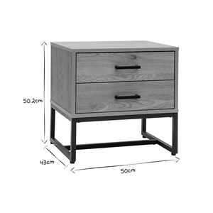 Table de chevet avec rangements 2 tiroirs finition bois clair chêne lovato