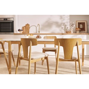 Chaises en bois et tissu effet laine bouclée blanc cassé (lot de 2) louisa