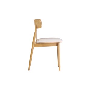 Chaises en bois et tissu effet laine bouclée blanc cassé (lot de 2) louisa