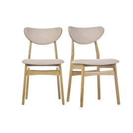 Chaises en tissu effet laine bouclée beige et bois clair (lot de 2) maya