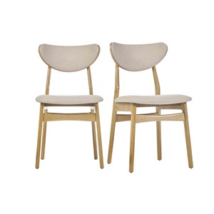 Chaises en tissu effet laine bouclée beige et bois clair (lot de 2) maya